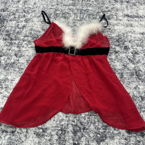 Enchanting Lingerie Sexy Santa Claus Top Women's Top Size Large Christmas Red - Picture 7 of 12